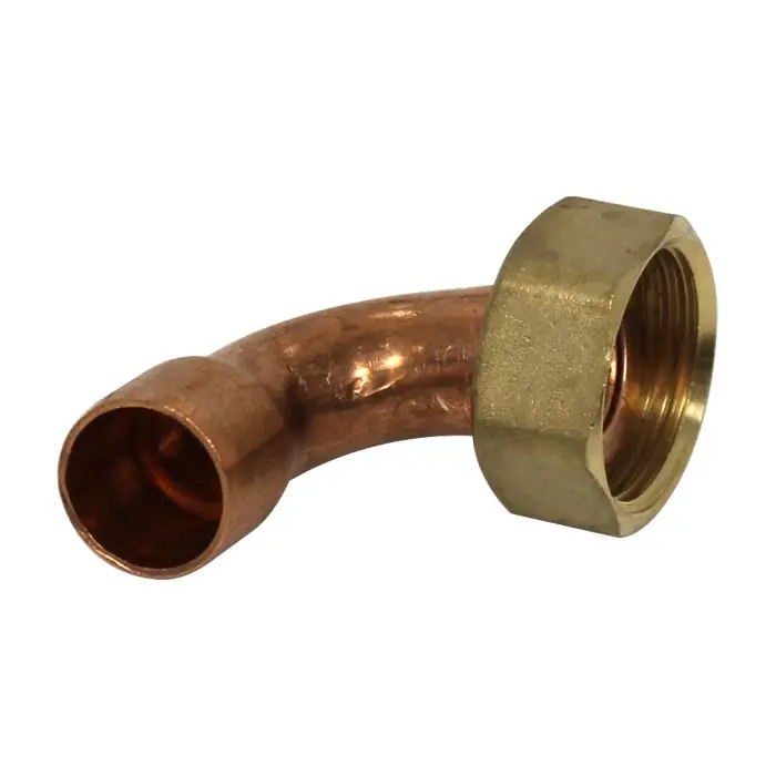 Coude écrou prisonnier à joint plat - Femelle 3/4" (20/27) - Cuivre Ø16 - Arcanaute Meilleur Choix