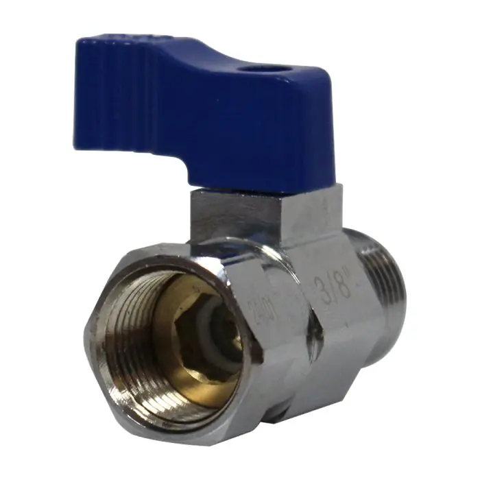 Mini-vanne laiton nickelé Mâle / Femelle 3/8" (12/17) - PN16 - manette bleue - Arcanaute Petit Prix