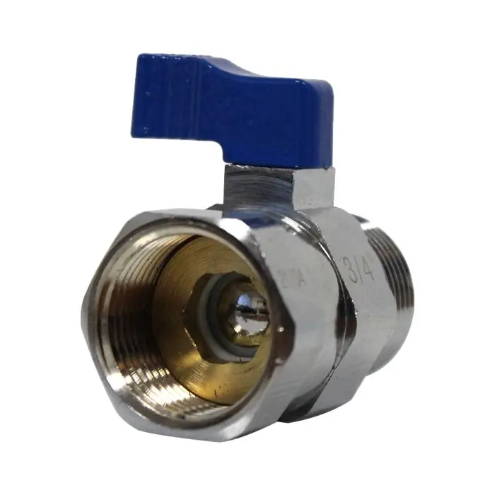 Mini-vanne laiton nickelé Mâle / Femelle 3/4" (20/27) - PN16 - manette bleue - Arcanaute Acheter En Ligne
