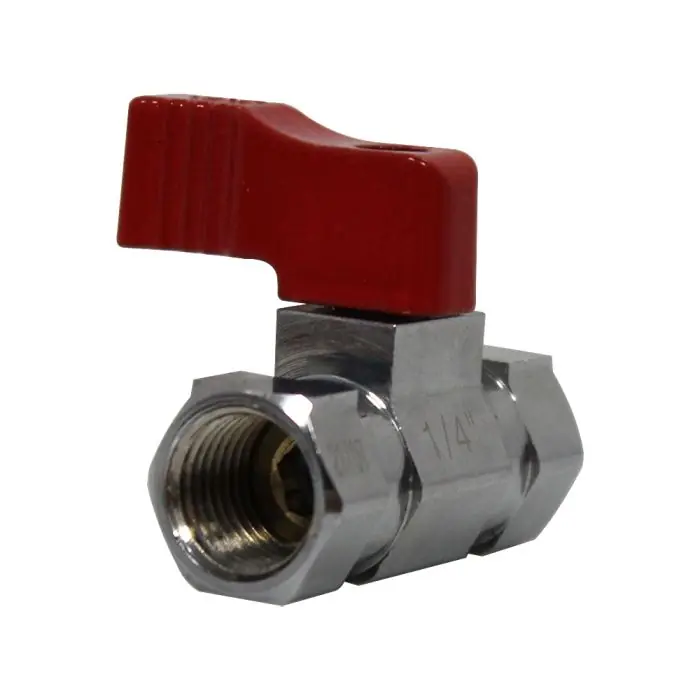Jusqu'à Épuisement Des Stocks Mini-vanne laiton nickelé Femelle / Femelle 1/4" (8/13) - PN16 - manette rouge - Arcanaute