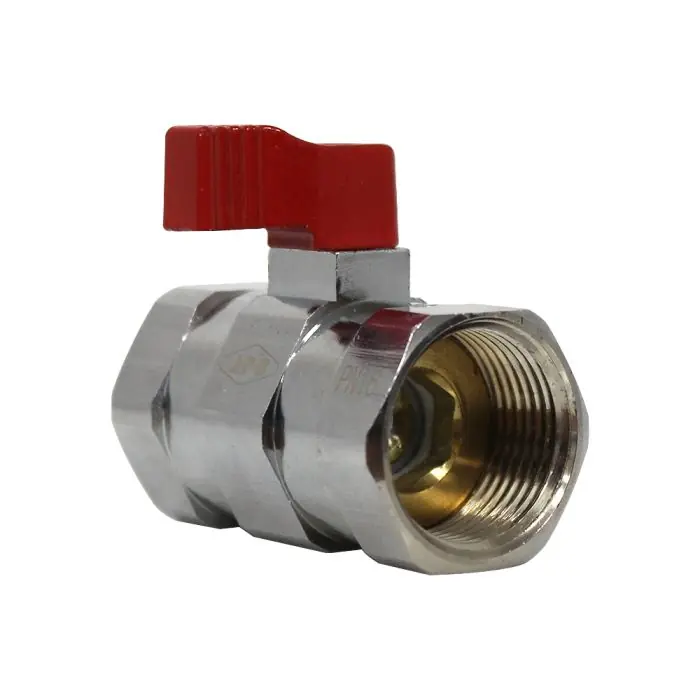 Mini-vanne laiton nickelé Femelle / Femelle 3/4" (20/27) - PN16 - manette rouge - Arcanaute Petit Prix