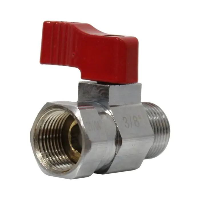 Bon Marché Mini-vanne laiton nickelé Mâle / Femelle 3/8" (12/17) - PN16 - manette rouge - Arcanaute