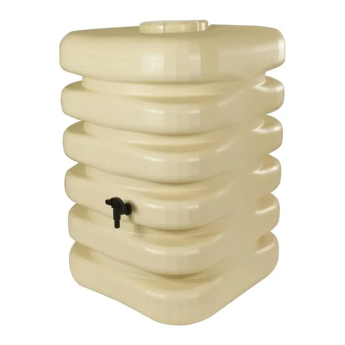 Nouvel Arrivage Récupérateur à eau Cubique 350 litres beige avec couvercle - 60 x 60 x H 120 cm