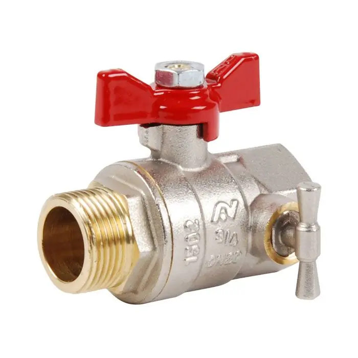 Meilleur Choix Vanne à sphère PN25 ACS Manette Papillon rouge Mâle/Femelle à purge 3/4" (20/27) passage intégral - Sferaco