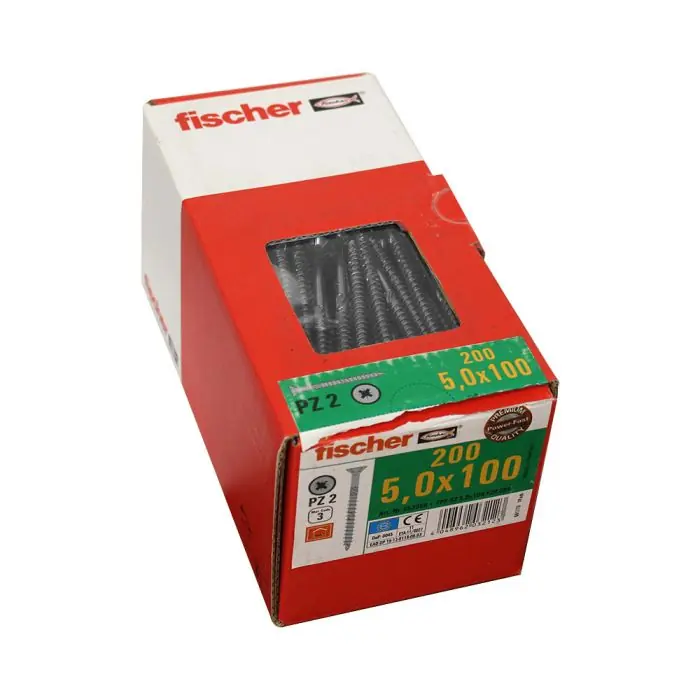 Petit Prix 200 Vis VBA tête fraisée Power-Fast PZ2 Ø5 x 100 mm filetage partiel – Fischer