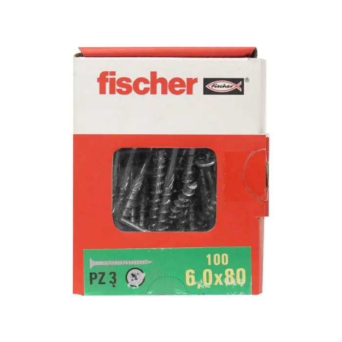 100 Vis VBA tête fraisée Power-Fast PZ3 Ø6 x 80 mm filetage partiel – Fischer Bon Marché