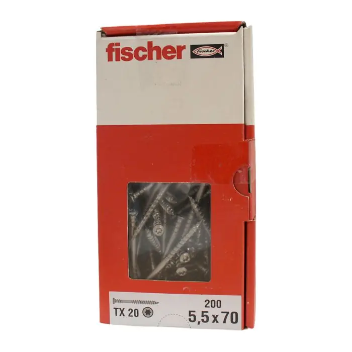 Meilleur Choix 200 vis inox A2 TX Ø5,5 x 70 mm filetage partiel pour terrasse en bois - Fischer