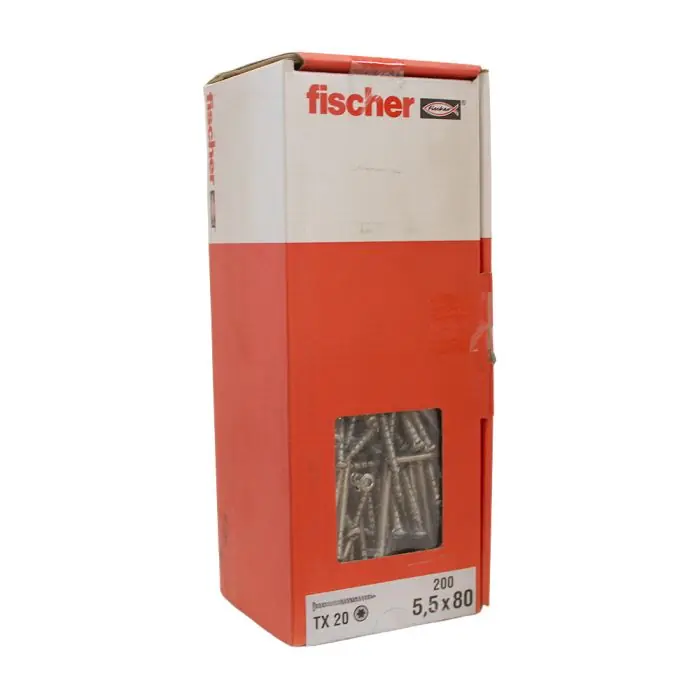 Bon Plan 200 vis inox A2 TX Ø5,5 x 80 mm filetage partiel pour terrasse en bois - Fischer