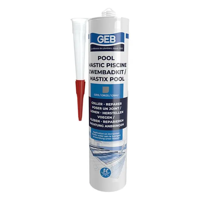 Achat Immédiat Mastic piscine POOL qualité professionnelle GRIS 290 ml – GEB