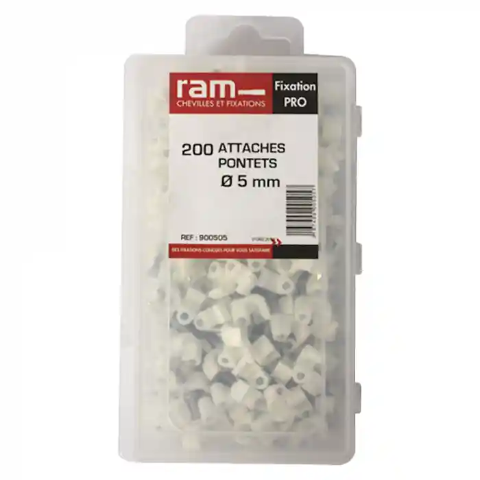 Authentique 200 attaches pontet pour câbles et conduits Ø5 mm - Ram