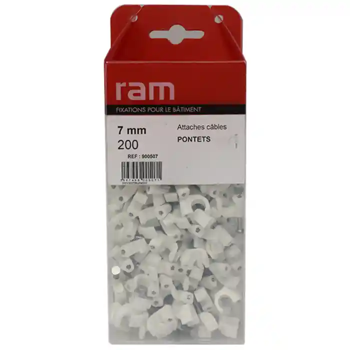 200 attaches pontet pour câbles et conduits Ø7 mm – Ram Promotion Saisonnière
