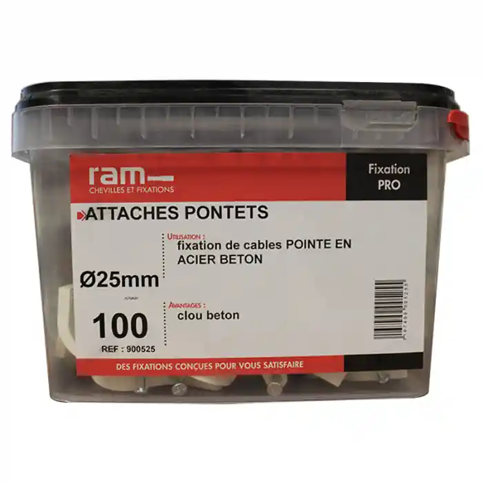 100 attaches pontet pour câbles et conduits Ø25 mm – Ram Expédition Rapide