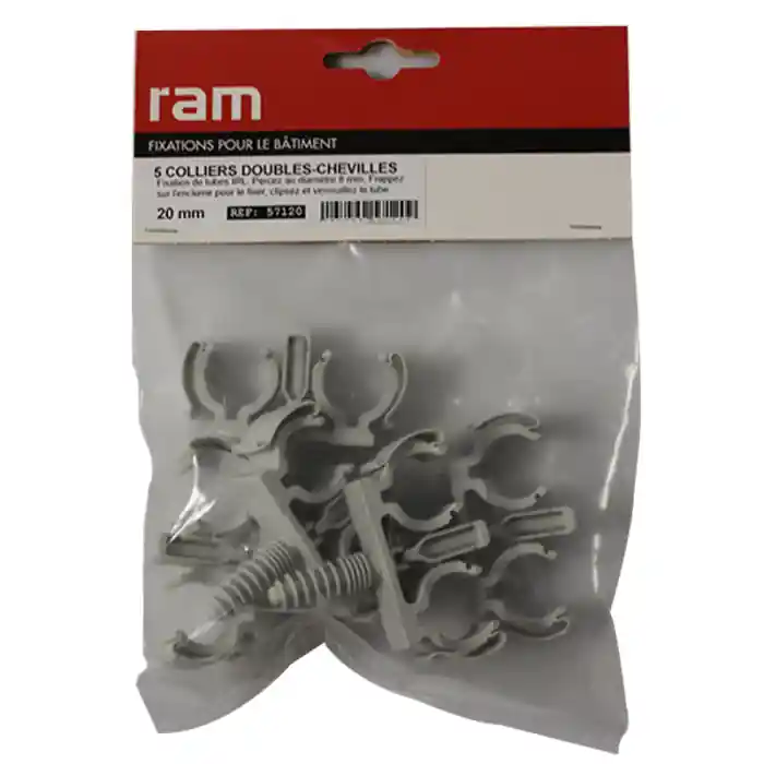 Dernier Modèle 5 CLIPEO double gris - Fixation pour tube IRL Ø20 - Ram