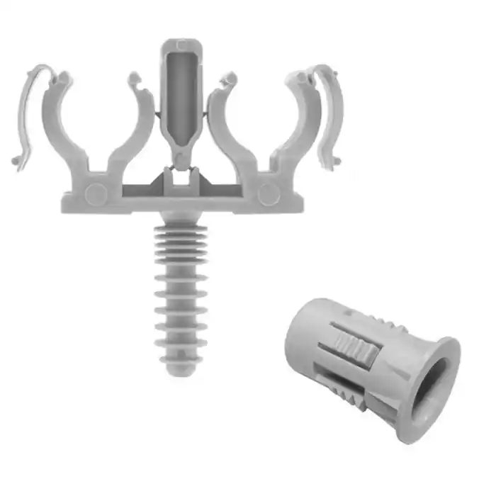 100 CLIPEO double gris + Bagclip – Fixation pour tube IRL Ø16 – Ram Satisfait Ou Remboursé