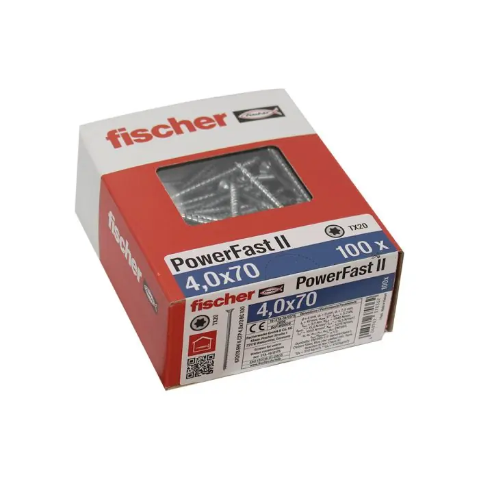 Soldes 100 Vis VBA zingué blanc Power-Fast TX20 Ø4 x 70 mm filetage partiel - Fischer