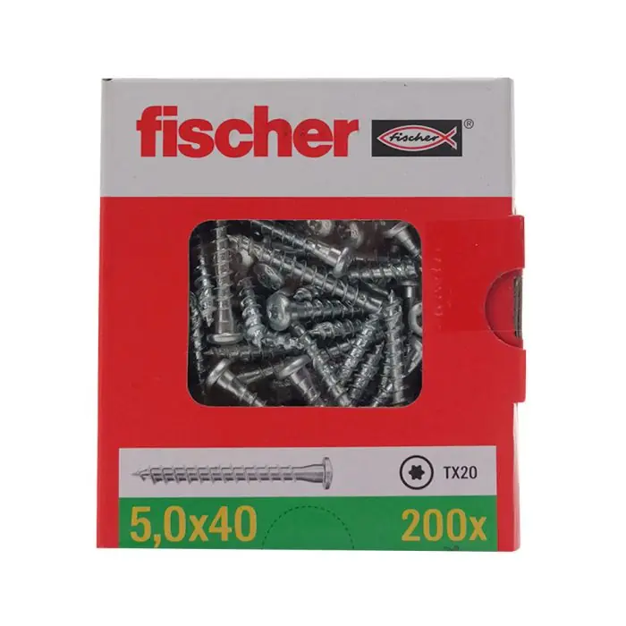 200 vis VBA Power-Fast pour connecteur métallique TX20 Ø5 x 40 mm filetage total - Fischer Meilleur Choix