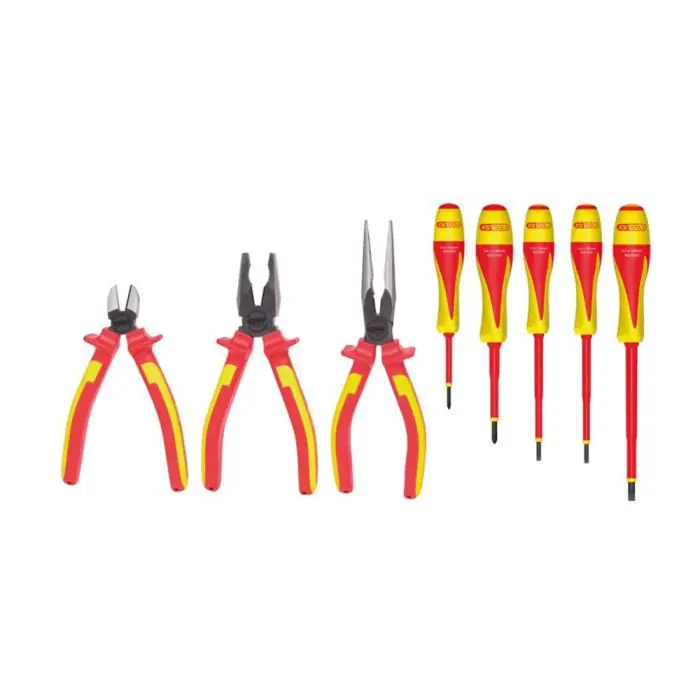 Jeu de 8 pinces et tournevis à poignée bi-composant - KS Tools Solde