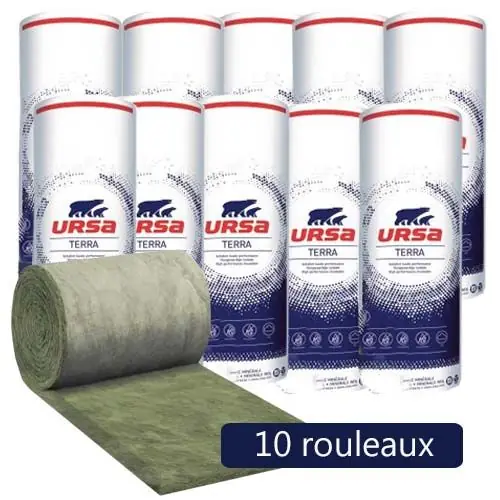 Jusqu&rsquo;à Épuisement Des Stocks 10 rouleaux laine de verre URSACOUSTIC TERRA nu 900mm – Ep. 45mm – 145,80m² – R 1.10