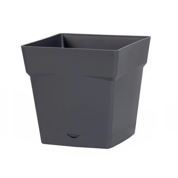 Offre Du Jour Pot de fleur Toscane avec soucoupe 17,4×17,4x17cm carré – 3,4L – Gris anthracite