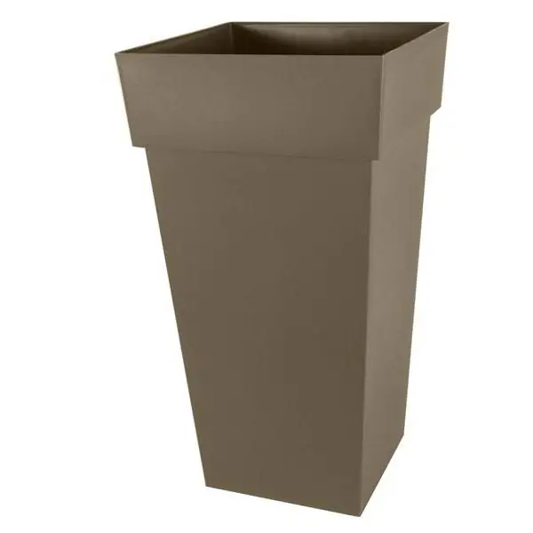 Réduction Pot de fleur Toscane XXL 43,3×43,3x80cm carré 98L – Taupe