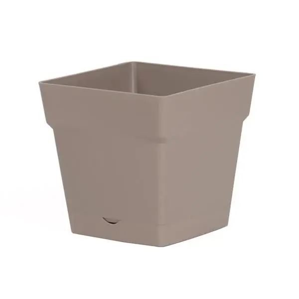 Pot de fleur Toscane avec soucoupe 17,4×17,4x17cm carré – 3,4L – Taupe Super Prix