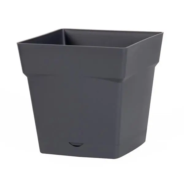 Usine Directe Pot de fleur Toscane avec soucoupe 24,8×24,8x24cm carré – 10L – Gris anthracite