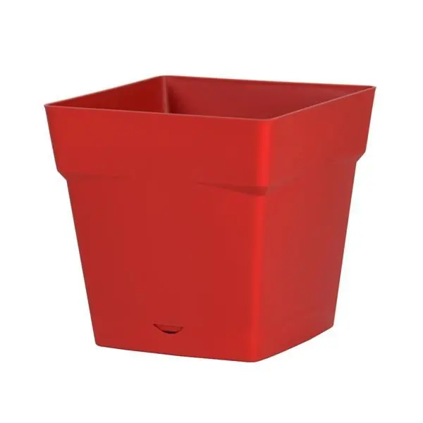 Pot de fleur Toscane avec soucoupe 24,8x24,8x24cm carré - 10L - Rouge Rubis Vente Flash