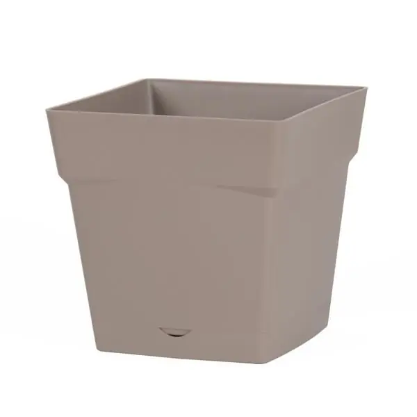 Pot de fleur Toscane avec soucoupe 24,8x24,8x24cm carré - 10L - Taupe Livraison Express