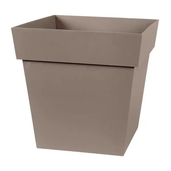 Nouveauté Pot de fleur Toscane bas 32 x 32 x 32 cm carré – 22 litres – taupe – EDA