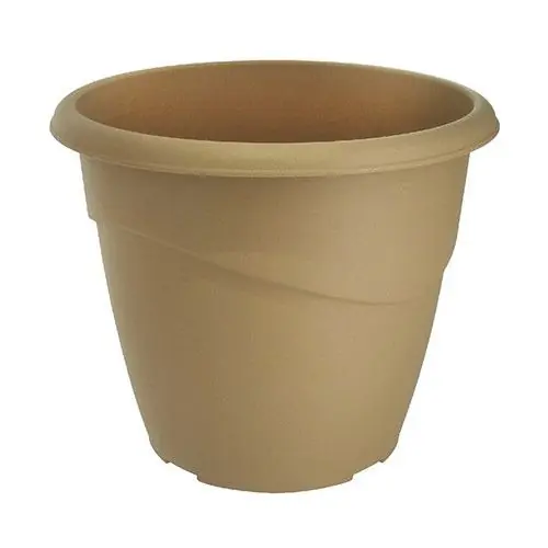 Vente Directe Pot de fleur Marina Ø18 x 15,3 cm non perçé – 2 litres – Taupe – EDA