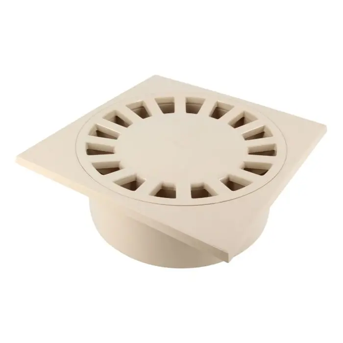 Expédition Rapide Siphon de cour 25x25cm Sorties Mâle Ø90 – Femelle Ø80/100 – Sable – Nicoll