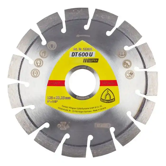 Disque à tronçonner Ø125mm diamant béton - Type DT 600 U - Klingspor 322631 Acheter Direct