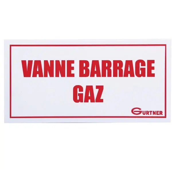 Affaire À Saisir Plaque signalétique « Vanne barrage gaz » – 200×100 mm
