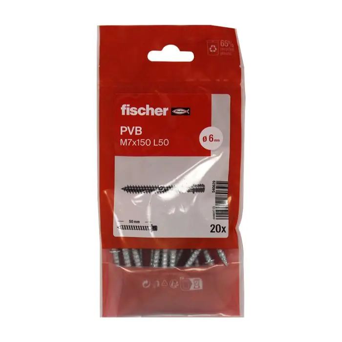 20 pattes à vis bois 7x150 - 7 x 50 mm - Fischer Prix Choc