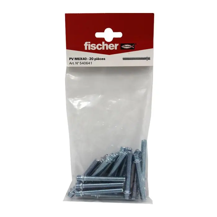 Marque 20 pattes à vis métaux 7x150 - 6 x 40 mm - Fischer
