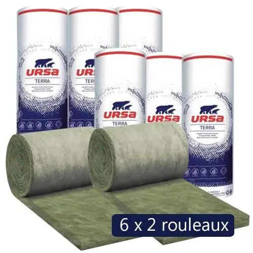 Prix Promo 6 paquets de 2 rouleaux laine de verre URSA Façade 35 R - Ep. 140mm - 30,96m² - R 4.0