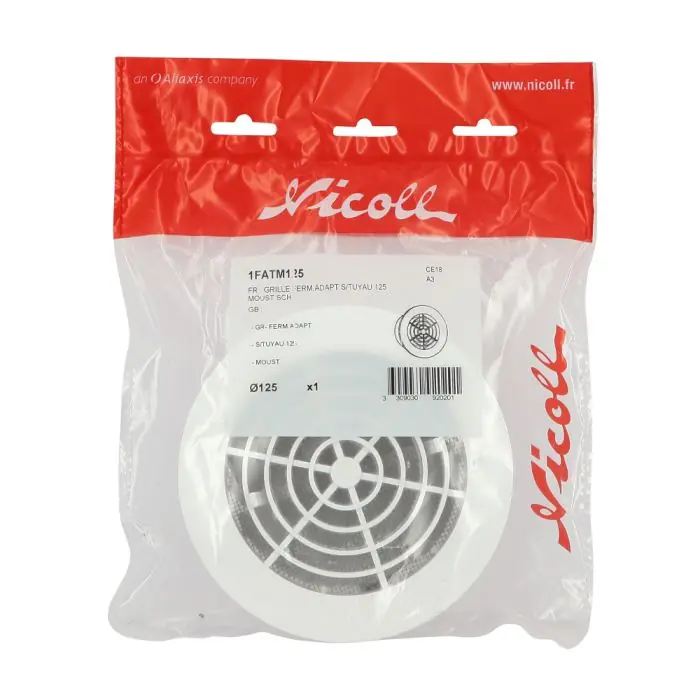 Grille intérieure à fermeture et moustiquaire pour tube PVC Ø125 - Nicoll Marque