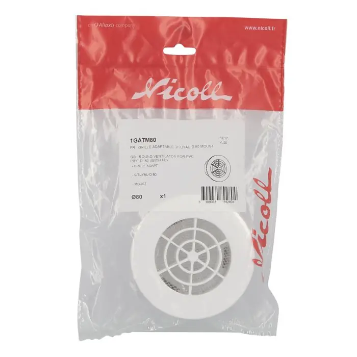 Seulement Aujourd'hui Grille de ventilation ronde Ø106 mm avec moustiquaire pour tube Ø80 - Nicoll