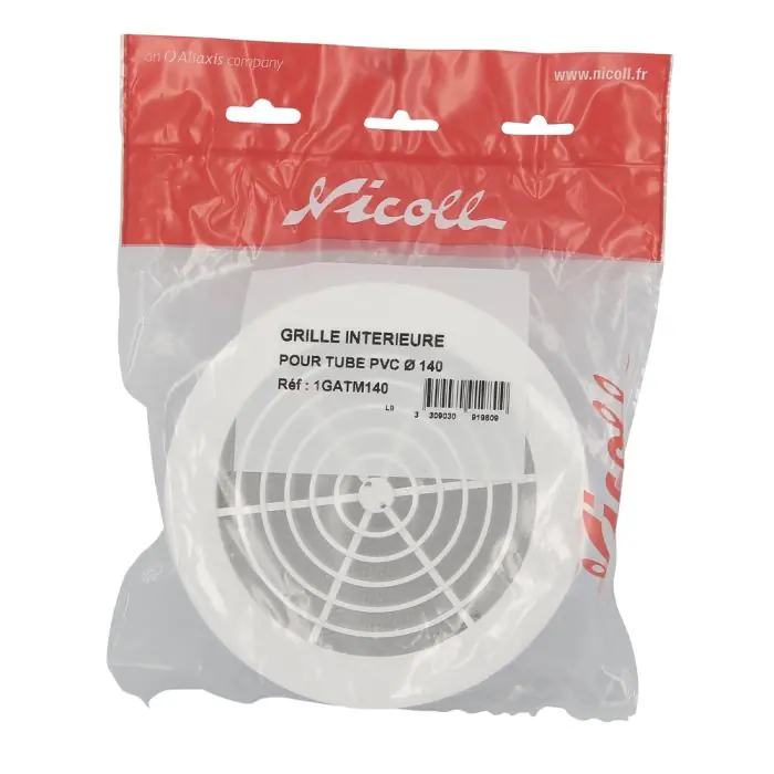 Grille de ventilation ronde Ø161 avec moustiquaire pour tube Ø140 - Nicoll Nouvel Arrivage