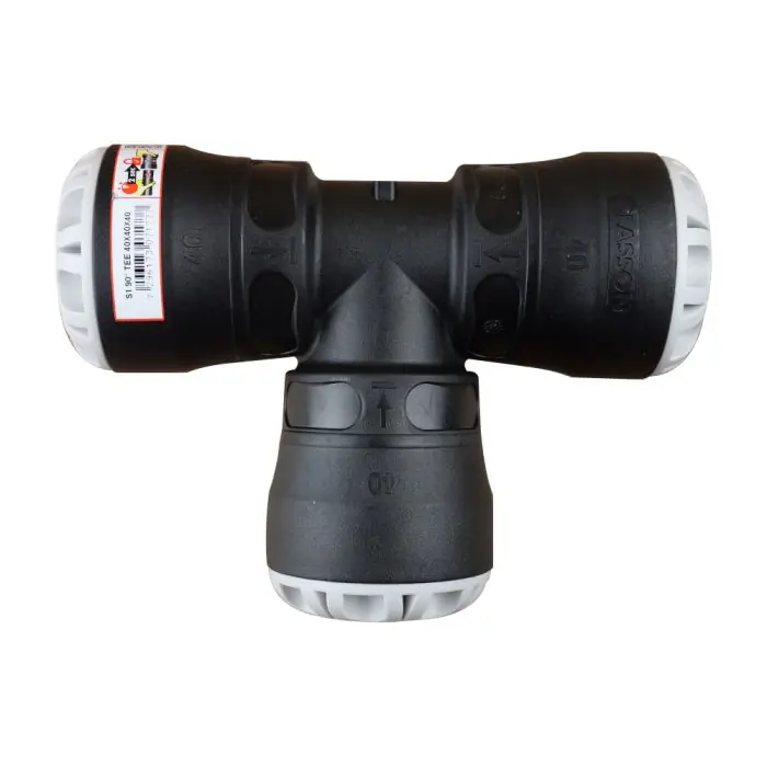 Quantité Limitée Té égal 90° encliquetable Ø40 tube PE - Série 1 - Plasson