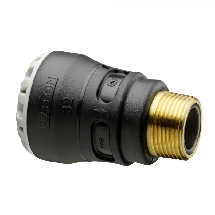 Acheter Direct Raccord droit encliquetable PE Ø40 - Laiton mâle 1"1/4 (33/42) - Série 1 - Plasson