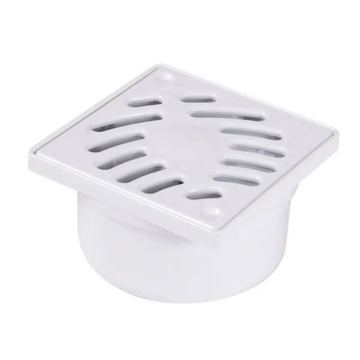 Jusqu&rsquo;à Épuisement Des Stocks Siphonnette avec grille PVC blanc 100x100mm – sortie verticale Ø40/50mm