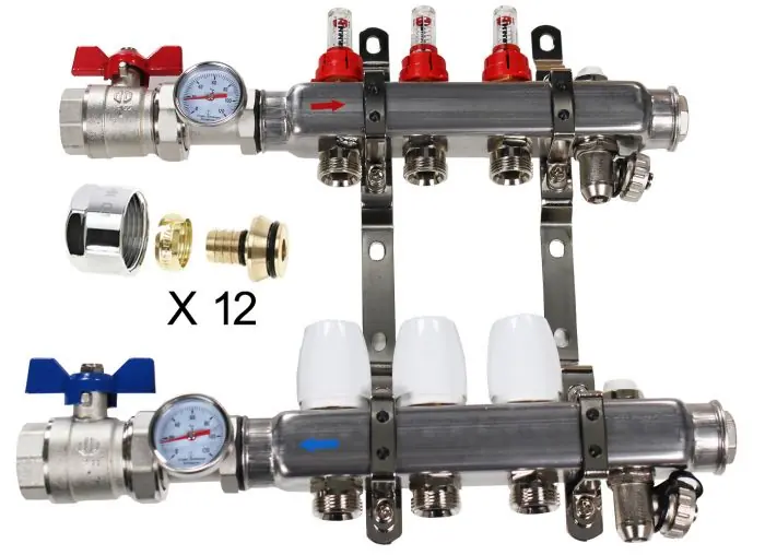 Populaire Kit Collecteur INOX 1" PCBT - 6 départs mâle 3/4" + 12 raccords eurocone PER 16x1,5