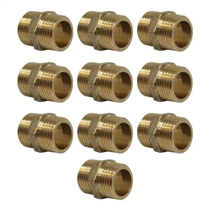 Lot de 10 Mamelons Laiton Égal mâle/mâle 1/2" (15/21) - Arcanaute Nouvel Arrivage