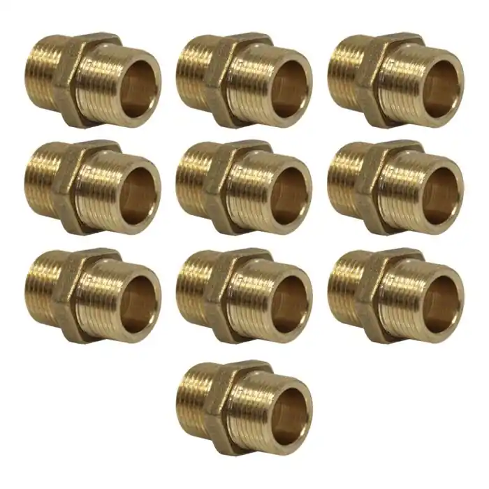 Lot de 10 Mamelons Laiton Egal mâle mâle 3/8" (12/17) - Arcanaute Nouvel Arrivage