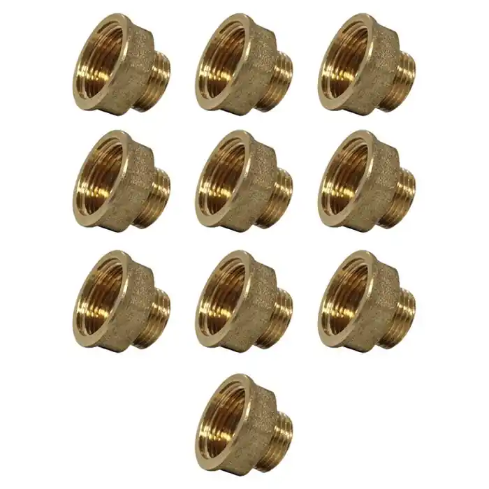 Lot de 10 Mamelons Laiton Femelle/Mâle Réduit 3/4"-1/2" (20/27-15/21) - Arcanaute Usine Directe