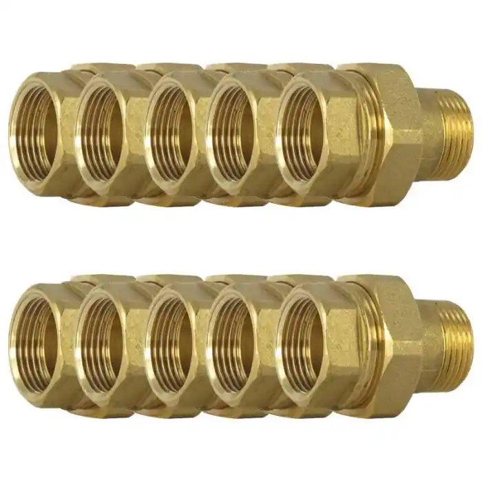 Commander Vite Lot de 10 Raccords laiton union droit 126 Mâle -Femelle 1/2" (15/21) - Arcanaute