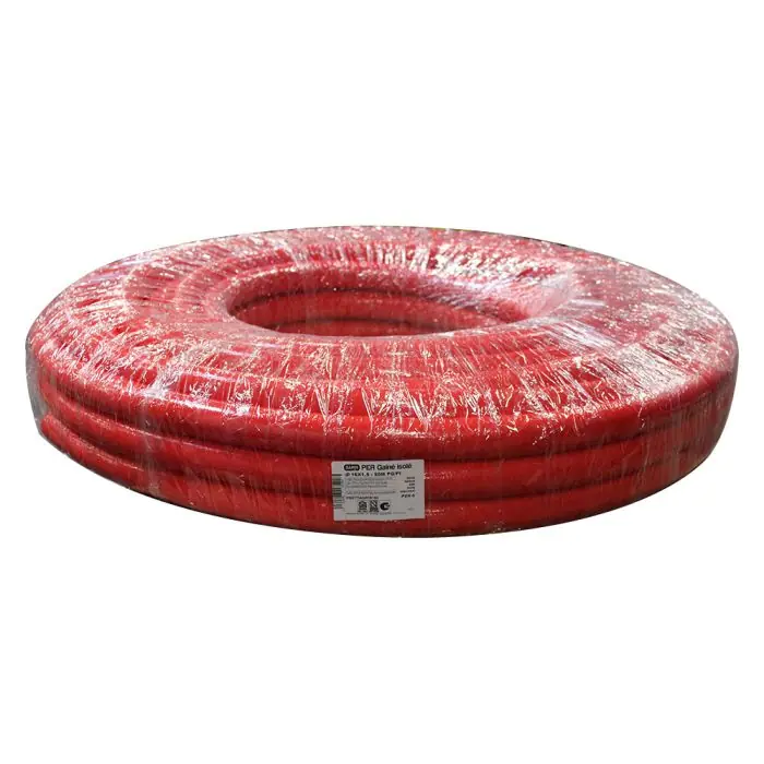 Petit Prix 50m Tube PER Prégainé Isolé Ø16 Rouge - 9 mm isolant - Barbi Blansol