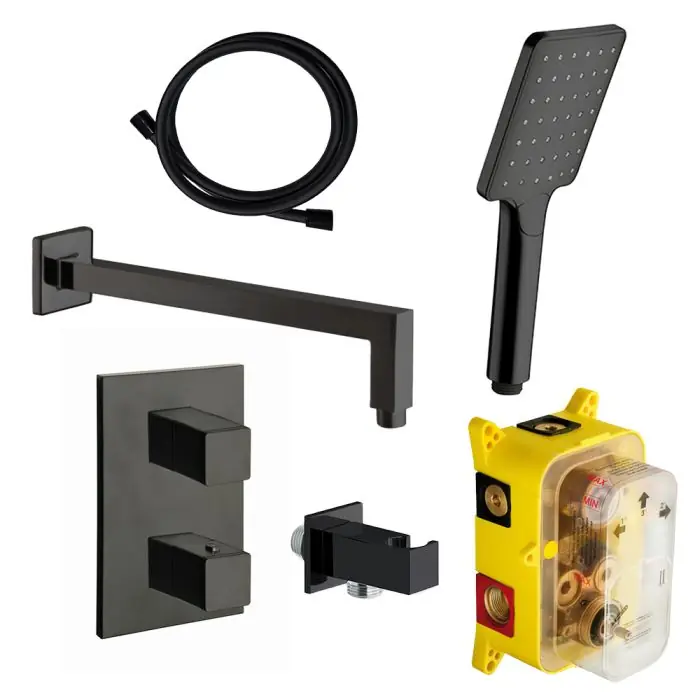 Réduction Pack douche thermostatique encastré QUADRI Blackmat – Ondyna Cristina