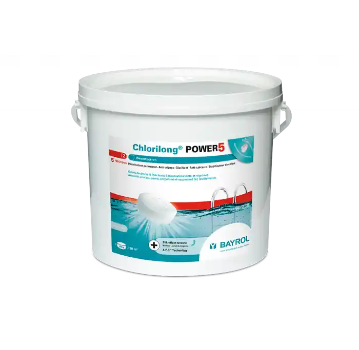 Seau de 5kg de galets Chlorilong POWER pour traitement chlore 5 fonctions piscine – Bayrol Achat Immédiat